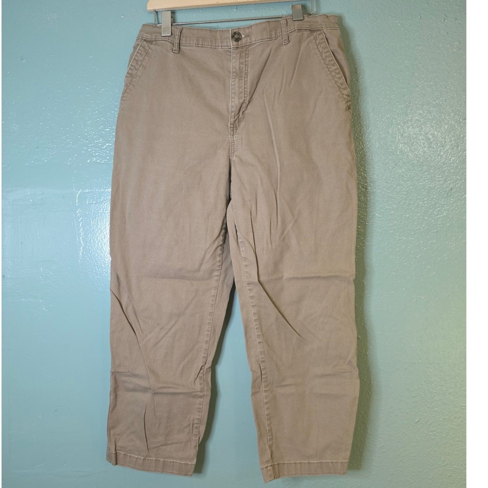 G.H. Bass Chino Pants Tan Khaki Stretch Straight Leg Size 12 W32 L26
